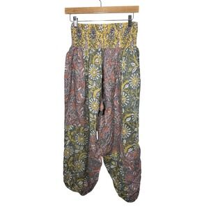 Earthbound Trading Company Harem Boho Pants‎ Womens Sz M Colorful Hippie Baggy